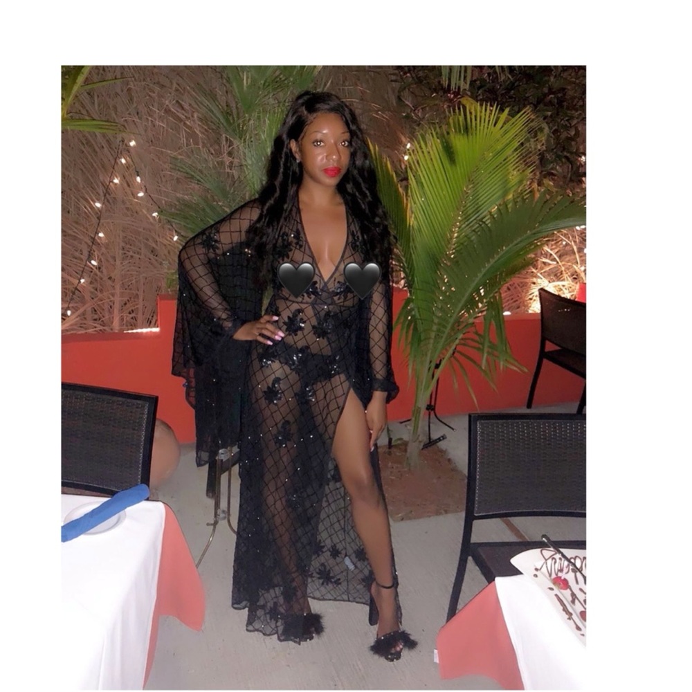 See through sexy black dress !